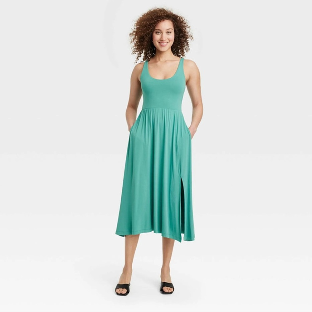 a new day Teal Midi Dress